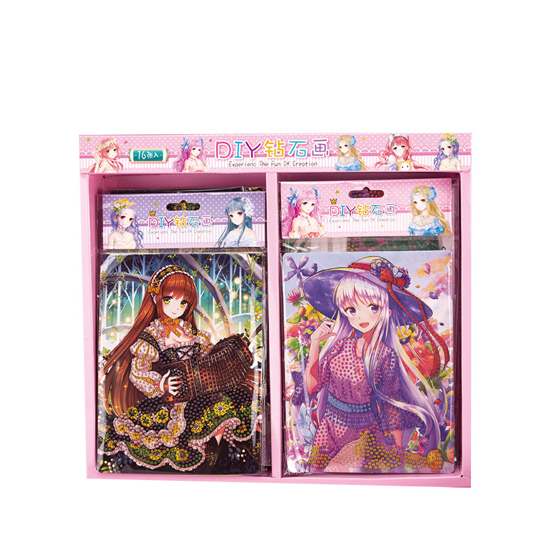 DIY Diamond Painting Creative Cartoon Girl Puzzle Diamond Stickers Material Pack Set for Children's Handmade Fun Stickers Random delivery of styl