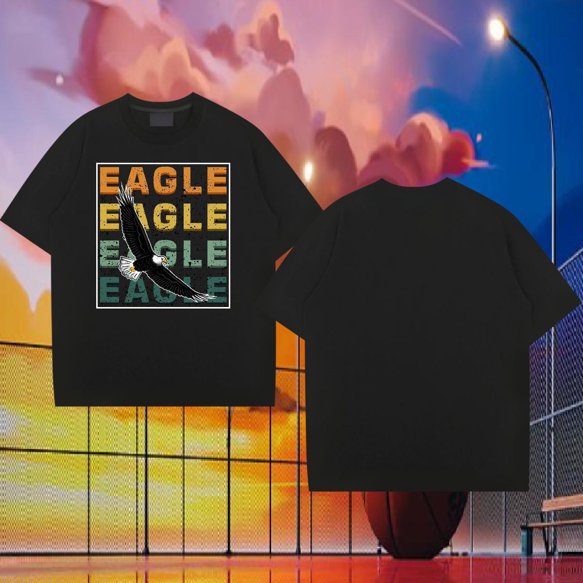 New Designer T Shirts Men 230g Cotton eagle Daily Outfit Tshirts Pure Cotton Loose Fit Mens Tshirts Customized Print