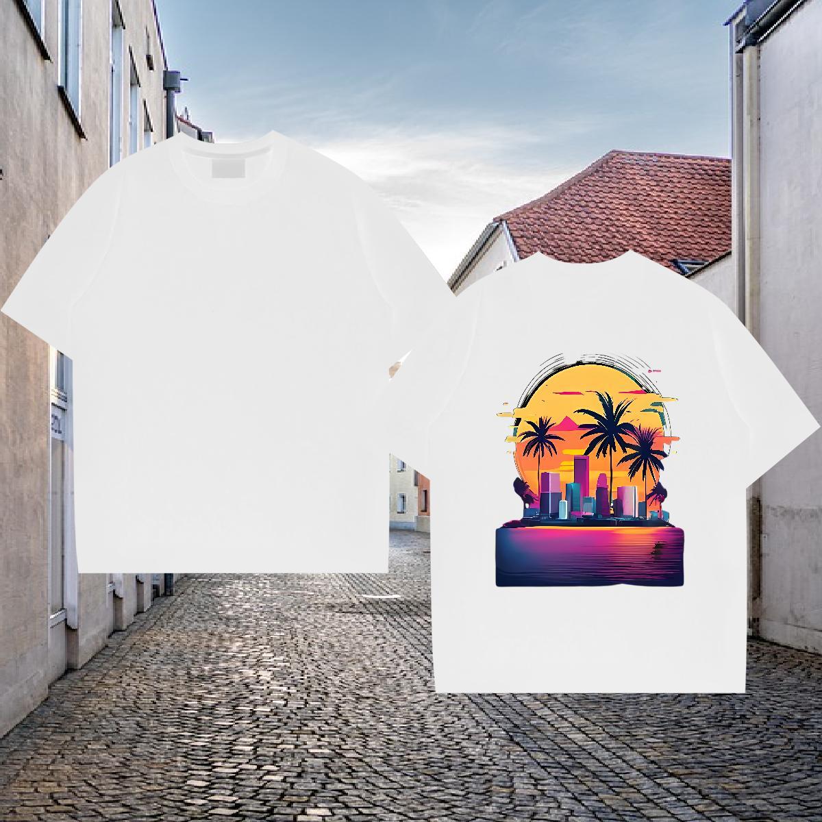 2024 Summer T Shirt For Man 230g 100% Cotton tree Spring Summer Polos Short Sleeve O-Neck Brand Tshirt for Man Woman Custom Print Oversized
