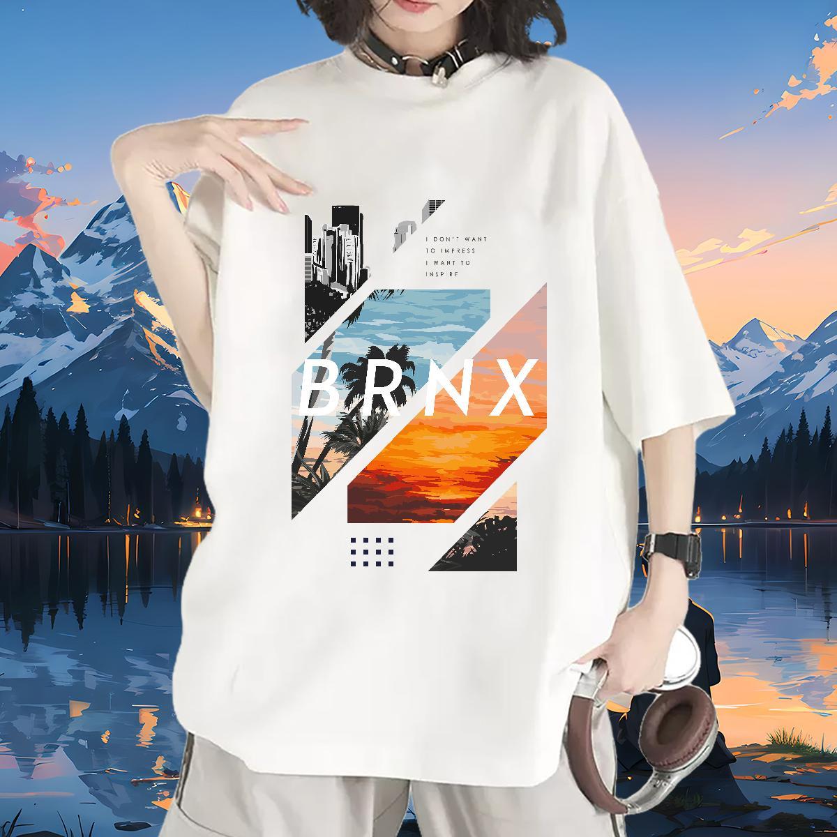 Soft T Shirts Women Breathable Soft Women Tshirts Anime Print tree Beach 100% Cotton 230g Factory Direct Tops Tees