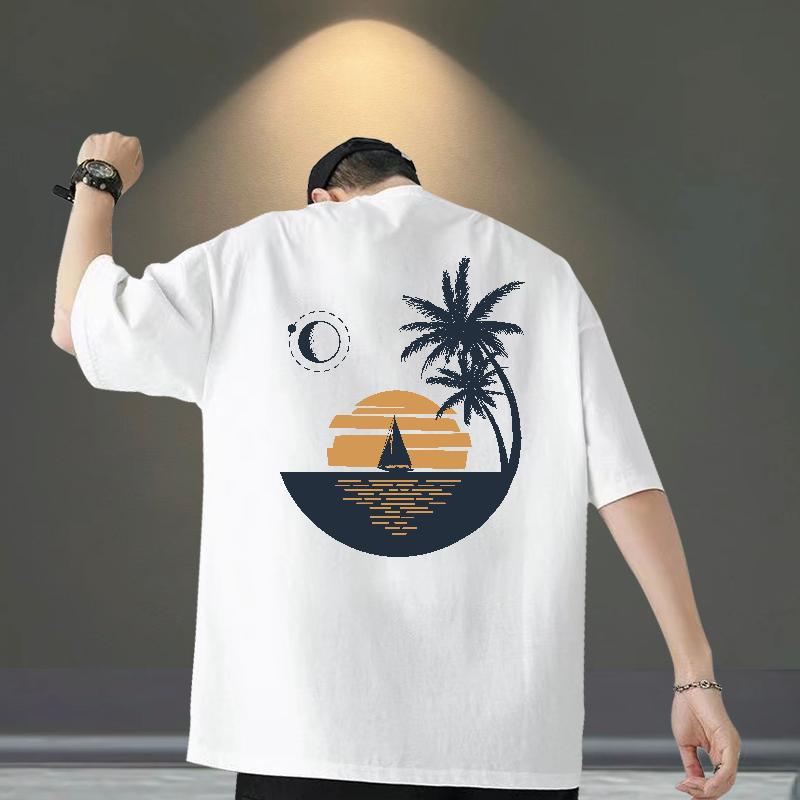 Classic Casual Men T Shirts 230g 100% Cotton sun Sports Casual Tshirts Round Neck Short Sleeve Popular Men Clothes T-Shirt Plus Size Custom