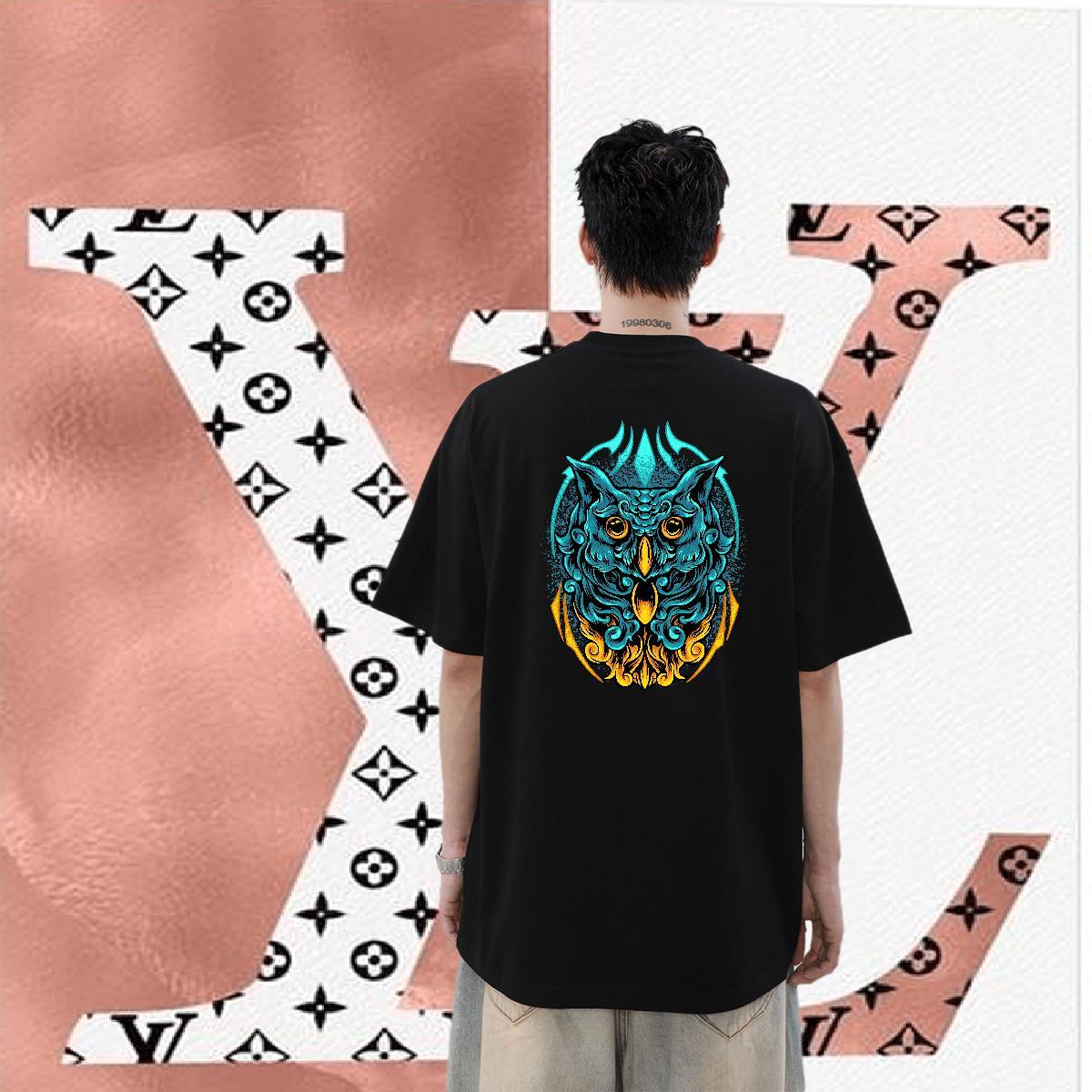 2024 Summer Men T Shirts 230g Pure Cotton eagle Street Casual Clothings Breathable TOP Quality Men Tops Tees Cartoon Print