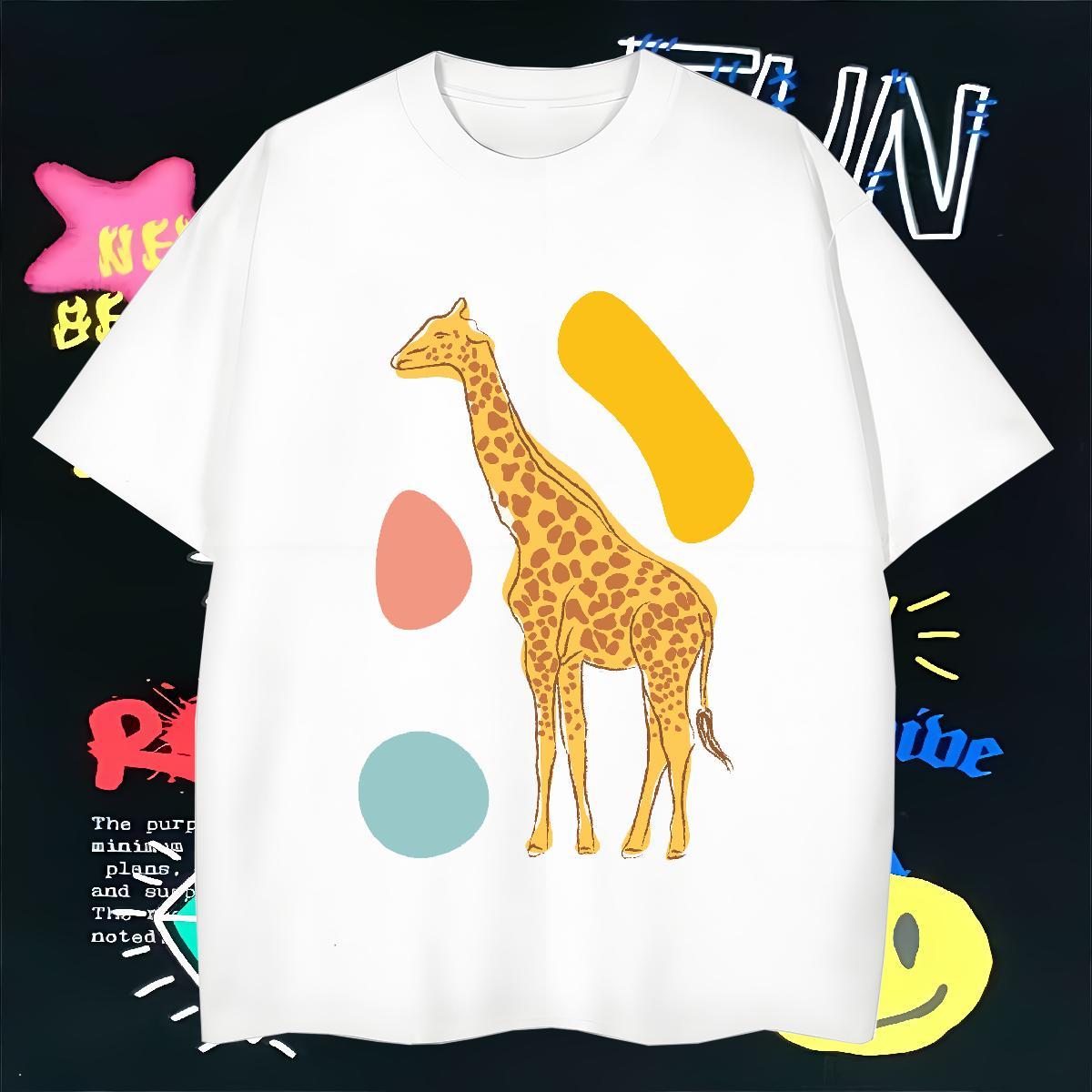 T Shirt For Man 230g Pure Cotton Deer Street Casual Crew Neck Breathable Anime Print Men Clothes T-Shirt Customized Brand Tops Shirt