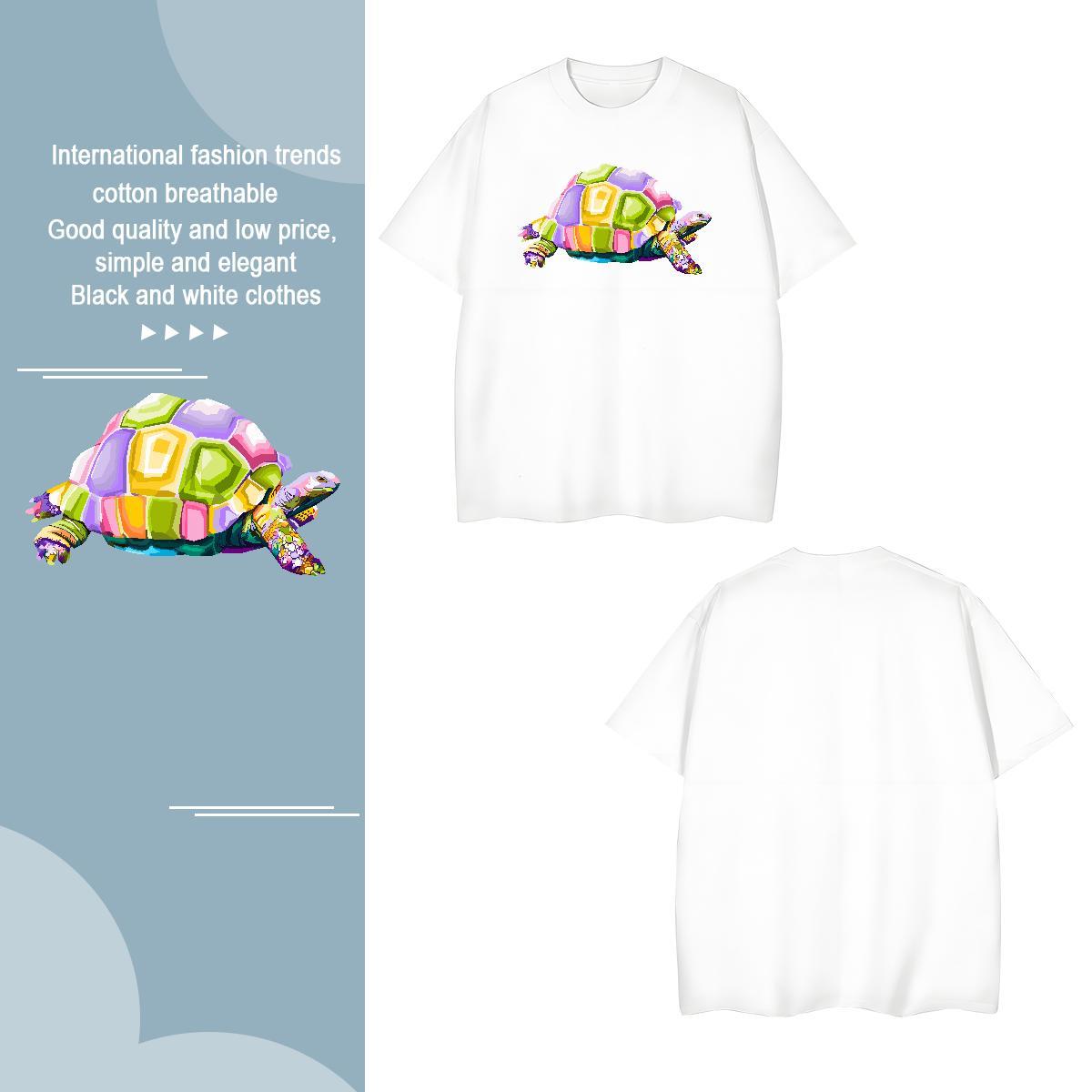 Free Shipping Men Tops Tees 230g Pure Cotton tortoise T Shirts Men Hip Hop Breathable Cartoon Printing L-4XL Stylist Tops Shirt