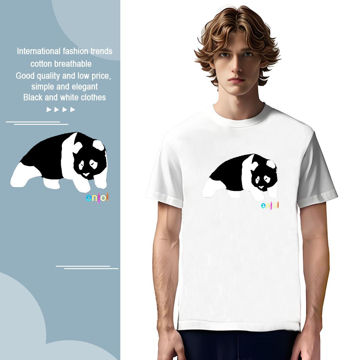 T Shirts Men 100% Cotton 230g cat Hip Hop Breathable Crew Neck Cartoon Print Mens Tshirts Fashion Design Loose Fit Clothes