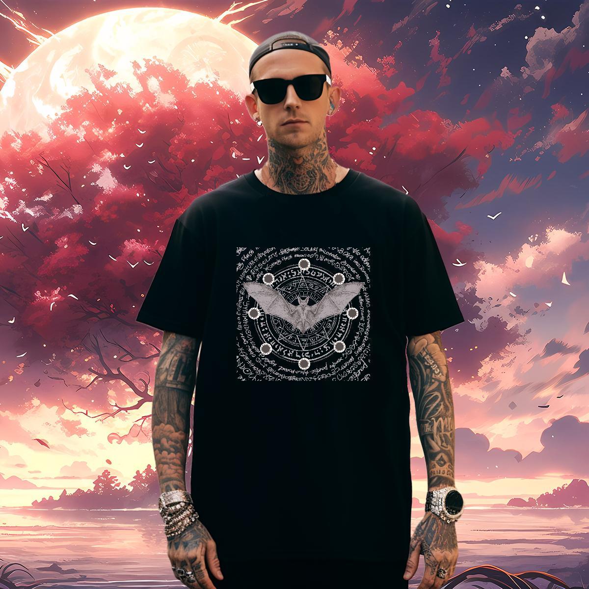 T-Shirts 230g Cotton bat Anime Printing Street Breathable Crew Neck Custom Cartoon Tshirt for Man Woman Wholesale Soft Polos