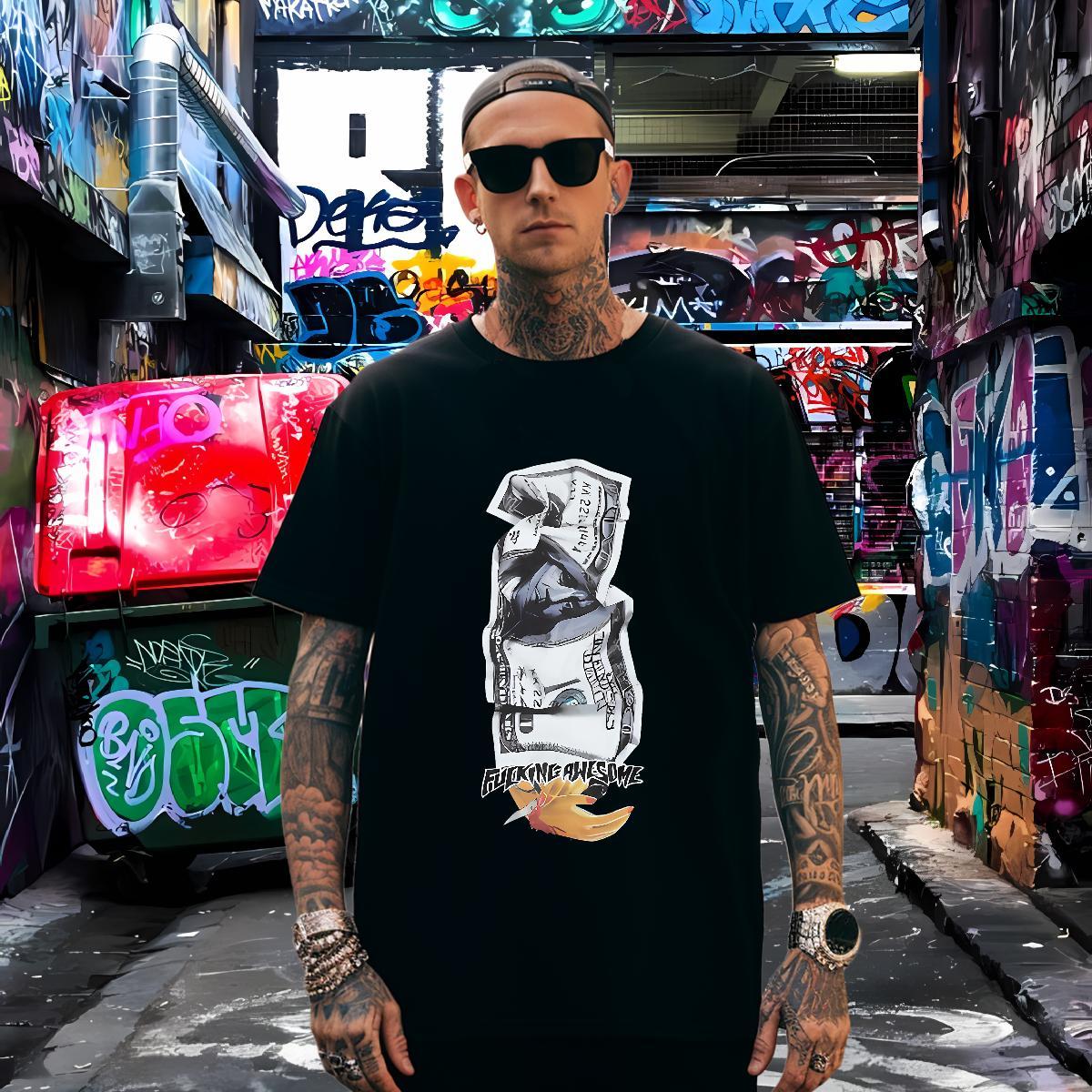 Mens T Shirts 100% Cotton 230g money Sport Short Sleeve Soft Custom Printing Tshirt for Man Woman DIY Customized Cool Design Tee Shirt