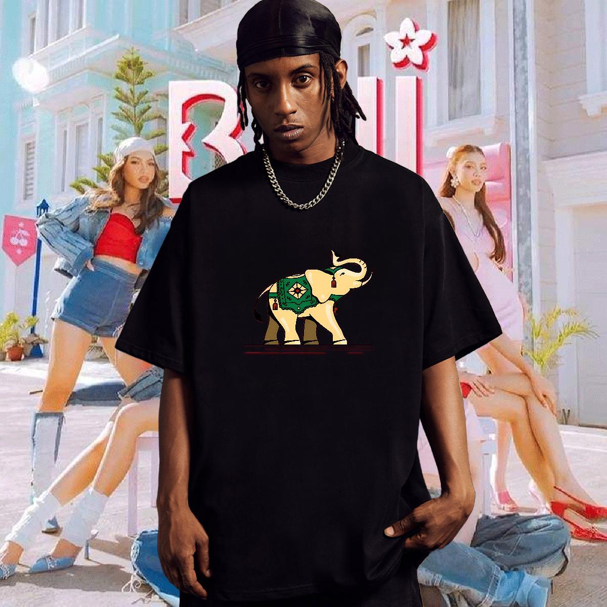 Man T Shirts 230g Cotton elephant Street wear Hip Hop Pure Cotton Customized Print Men Tshirts Fashion Brand Tees