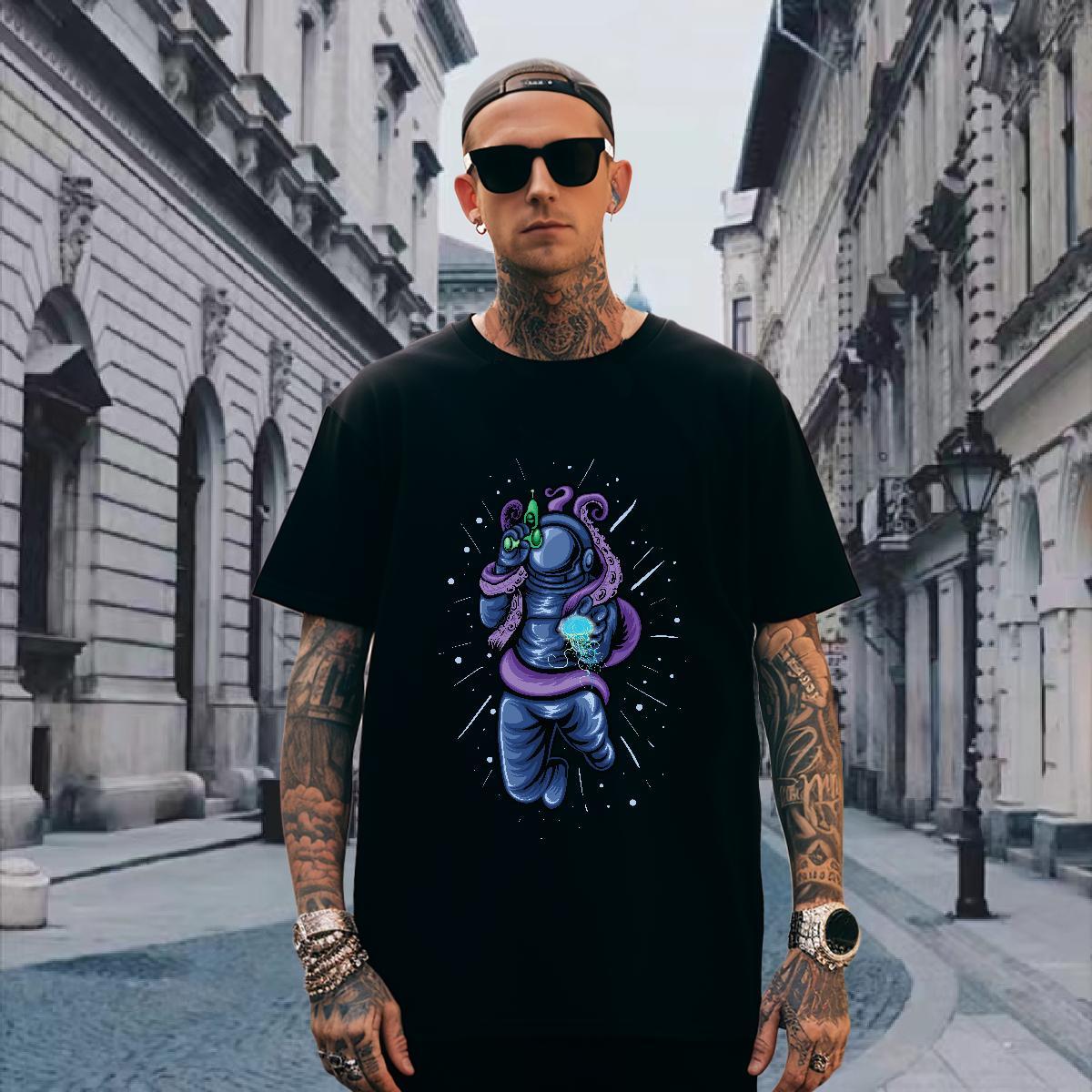 Men T Shirts 230g Cotton space Street Breathable Anime Men Tshirts 2024 Designer Cool Design Tops