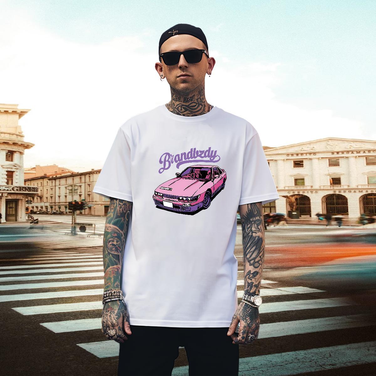 Classic Tshirts 100% Cotton 230g Street car DIY Printed Breathable Short Sleeve Designer Man T Shirts Clothings