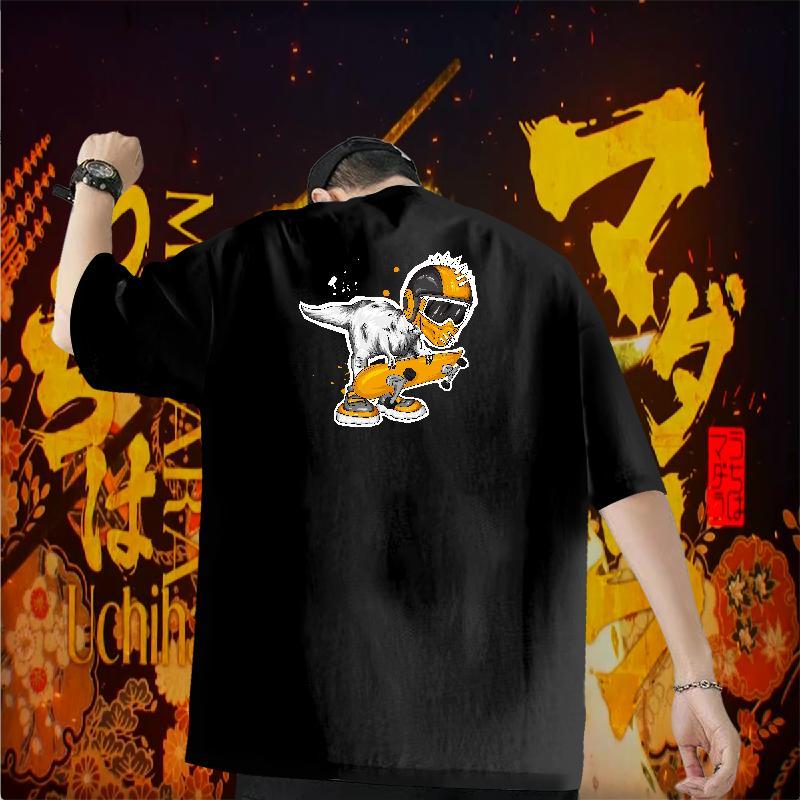Custom T Shirts Men 230g Pure Cotton dinosaur Daily Wear Tees Shirts O-Neck Short Sleeve Cool Design Men Tees White Plus Size
