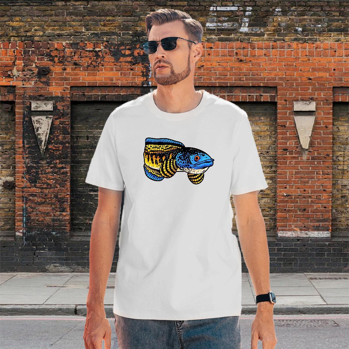 Cool Tshirts 100% Cotton 230g fish Man T Shirts Home Outdoor Breathable Soft Custom Cartoon 2024 New Tops Tees