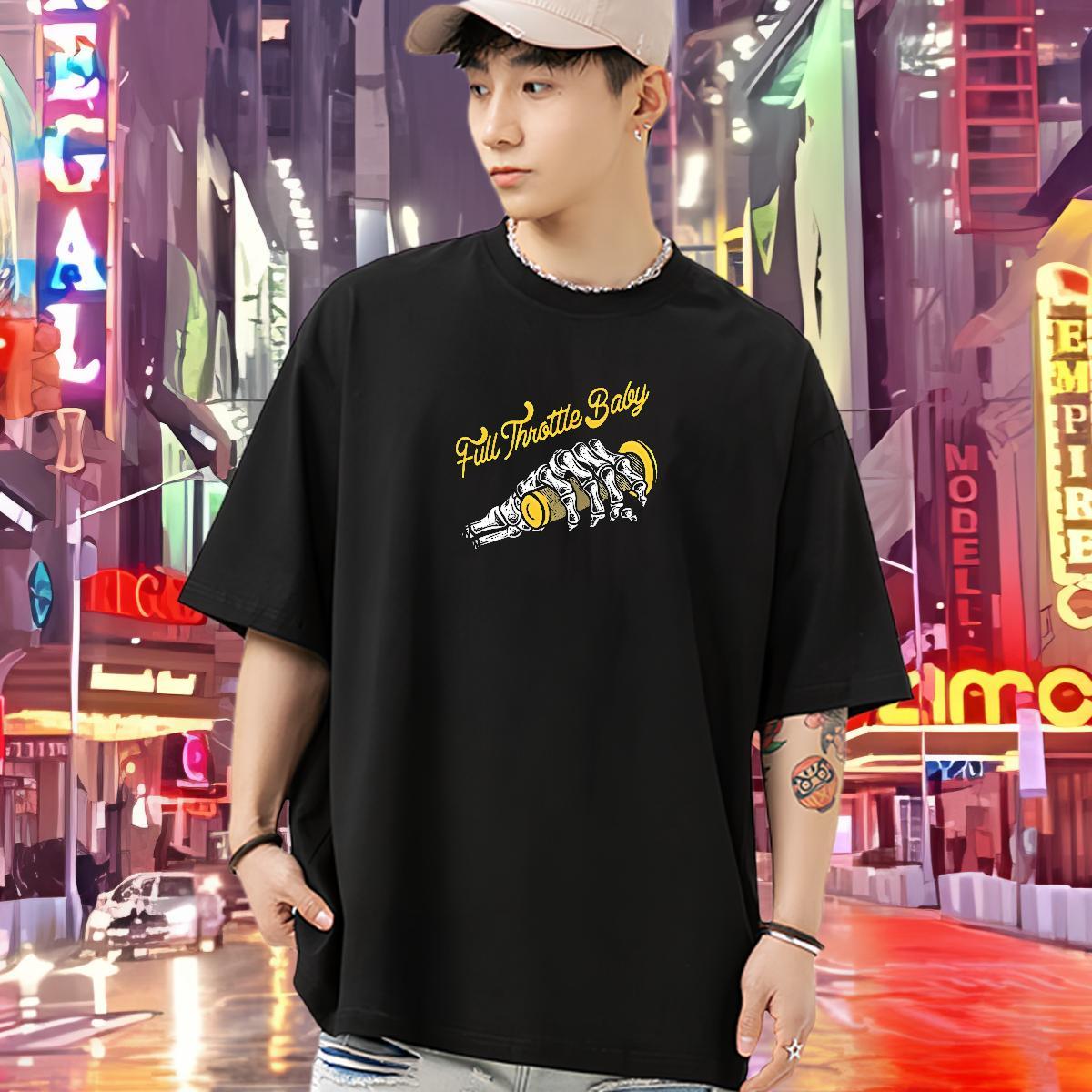 New T Shirt For Man 230g Pure Cotton hand Casual Tops Shirt Breathable Short Sleeve TOP Quality Men Tops Tees Skull