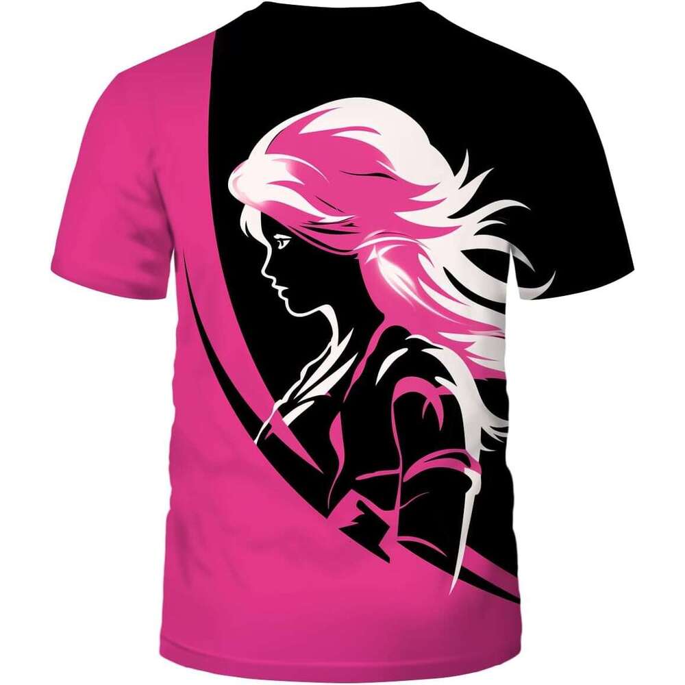 T shirt Mens Pink Biker Girl Motorcycle T-Shirt Cool Cartoon Theme Tee Shirt shirts tshirt graphic tee Casual tops summer clothes Short sleeve