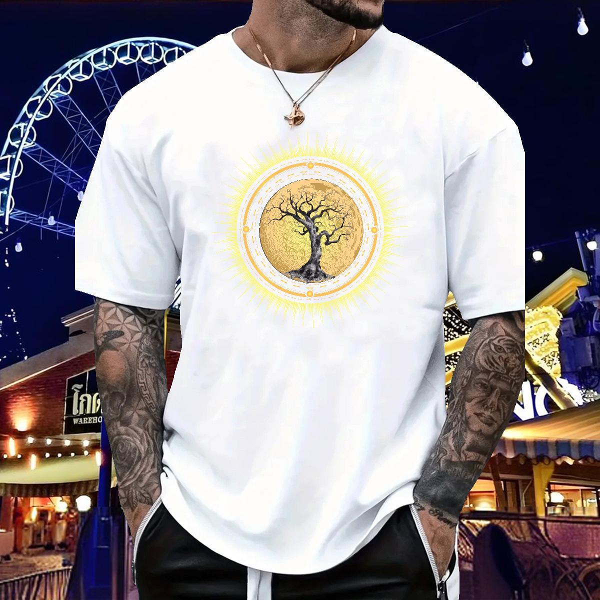 DIY Customized T-Shirts 100% Cotton 230g tree Casual Top Tees Crew Neck Cool Design Tshirt for Man Woman Floral Print