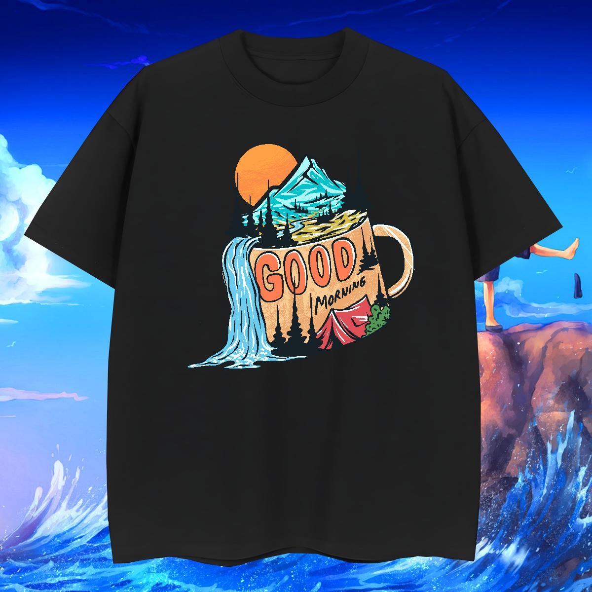 Comfortable Men Tees 100% Cotton 230g Anime Printing Street mountains DIY Anime O Neck Short Sleeves Classic Casual Men T Shirts Polos