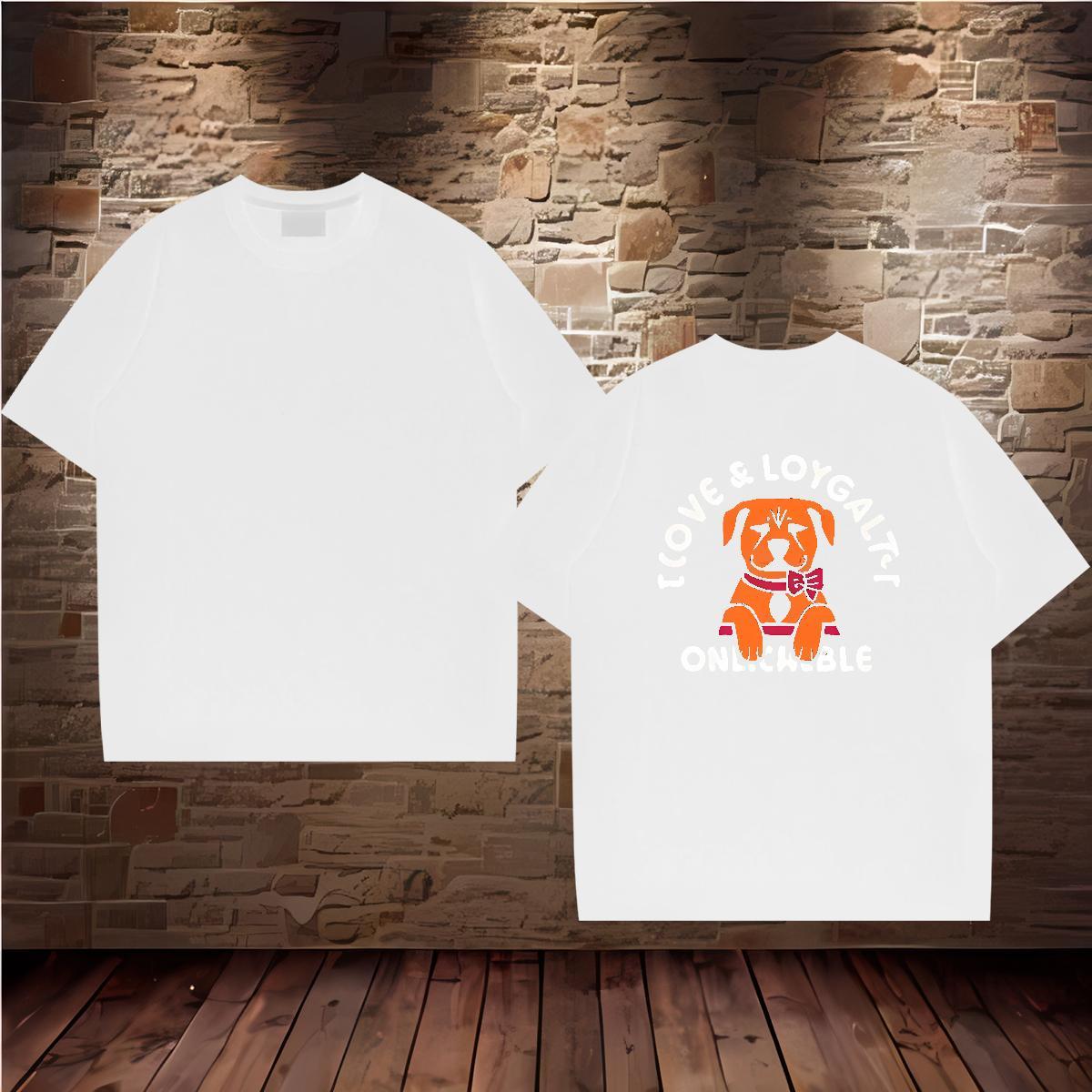 Fashion New T shirt 230g 100% Cotton dog Daily Wear Clothings Breathable Loose Fit Mens Tshirts Cartoon Print