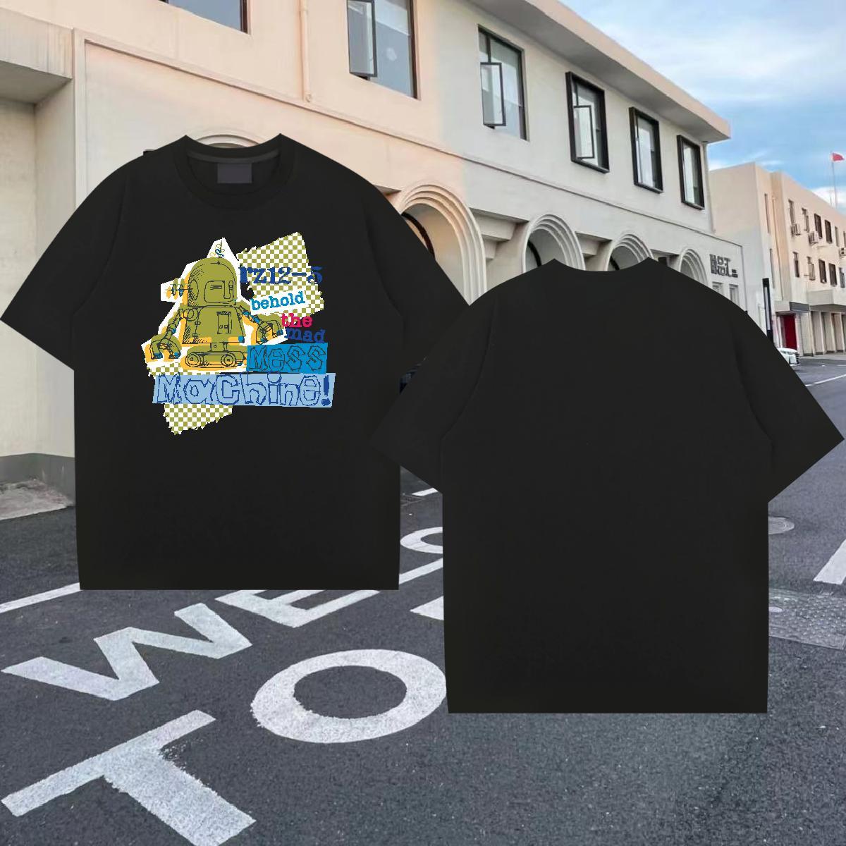 Soft Men Tshirts 100% Cotton 230g Spring Summer ET Anime Print O-Neck Short Sleeve New Men T Shirts Wear