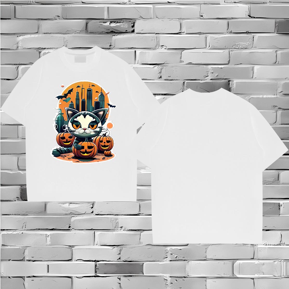 New T shirt 100% Cotton 230g halloween Hip Hop Street Tops Tees Pure Cotton Loose Tshirt for Man Woman Customized