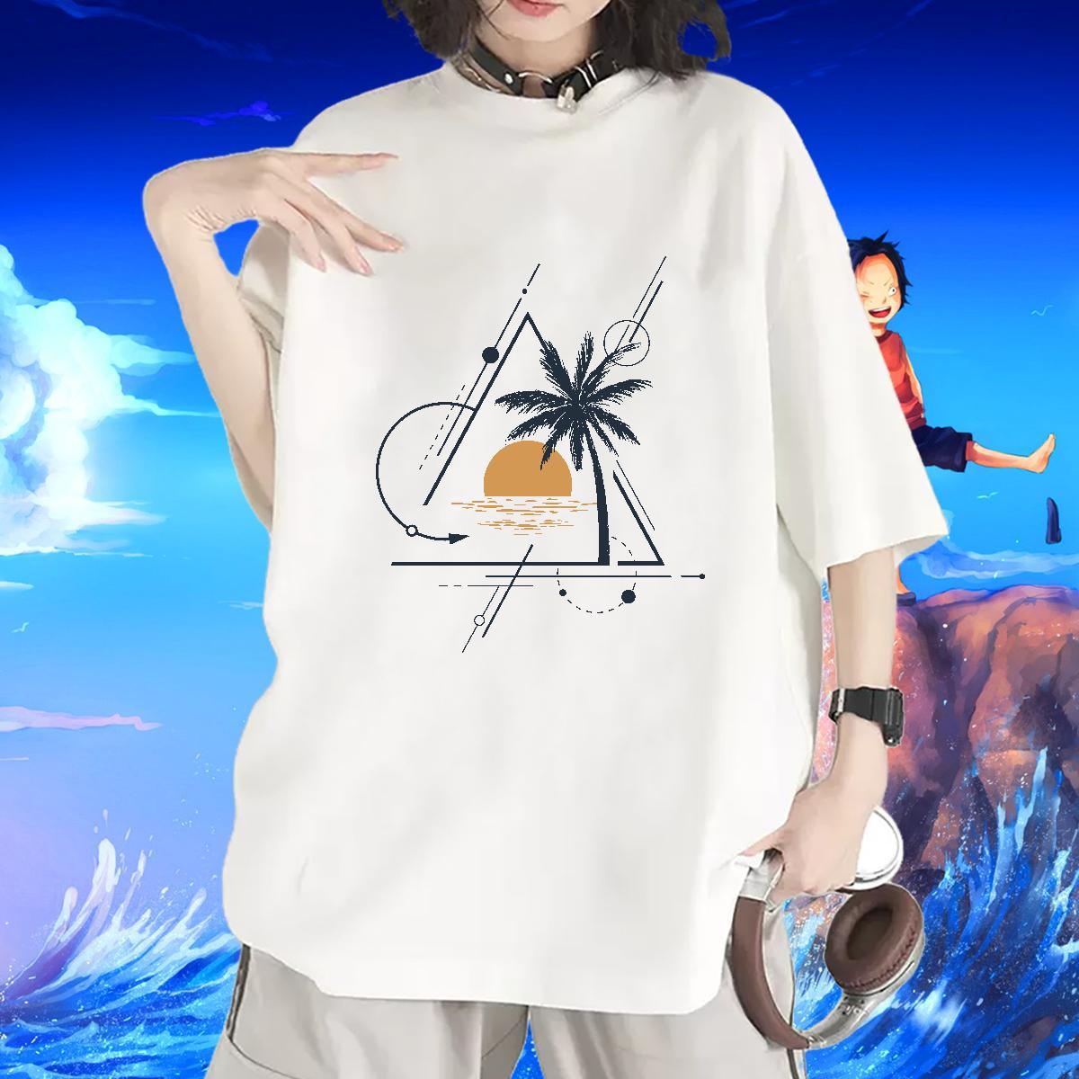 Nice T shirt O Neck Short Sleeves Women Tshirts Cartoon Print sun Hip Hop 230g Pure Cotton Casual New Tops Tees