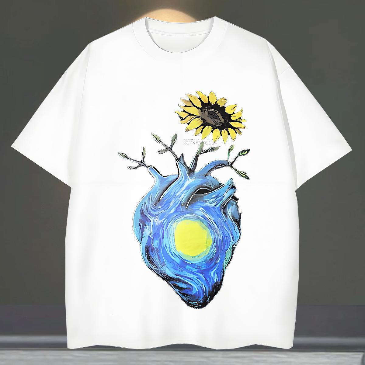Wholesale Couples T Shirts 230g 100% Cotton Beach flower Custom Print Oversized Breathable Designer Fashion Mens T Shirts Top Tees
