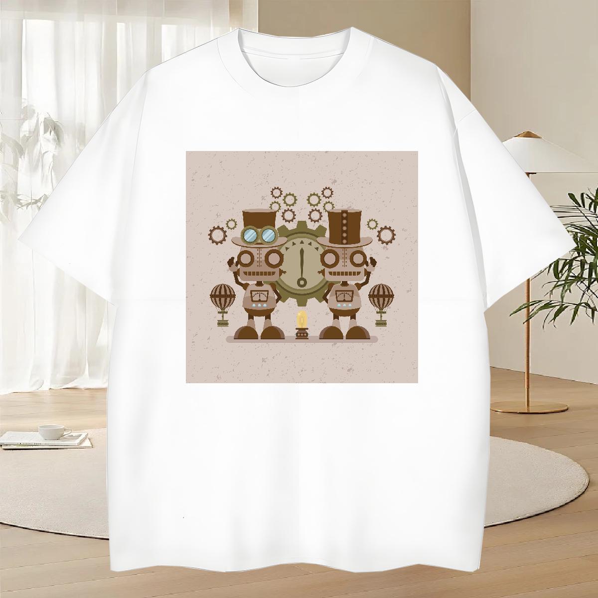 Cool Design Men Tshirts 230g Cotton Sport robot Oversized 4XL Short Sleeve O-Neck Custom Men T Shirts Clothes