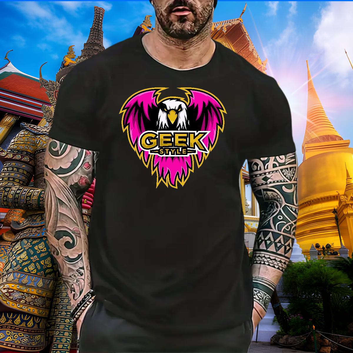 High Quality Men Tees 230g 100% Cotton eagle T-Shirts for Men Street Wear Short Sleeve O-Neck Skull Custom Tee Shirt