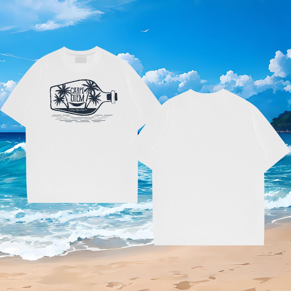 Stylist T shirt 230g 100% Cotton bottle High Street Hip Hop Tees Shirts Breathable Loose Couples T Shirts Plus Size Custom