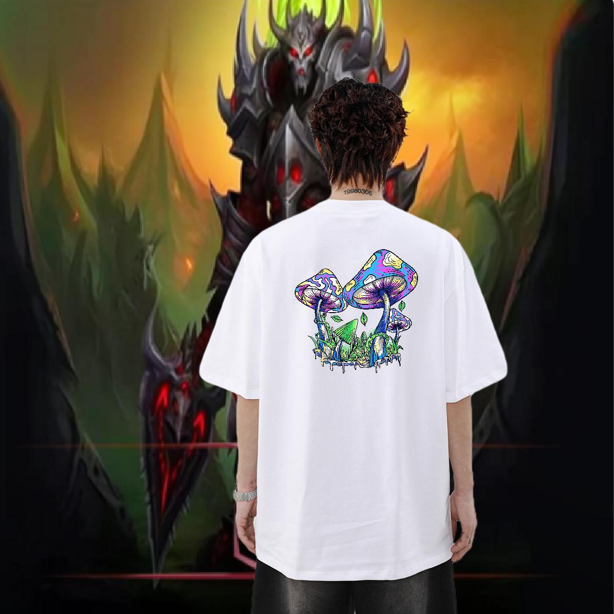 Classic Men T Shirts 230g Pure Cotton mushroom Summer Casual Tshirts Breathable Short Sleeve Loose Tshirt for Man Woman Customized Print