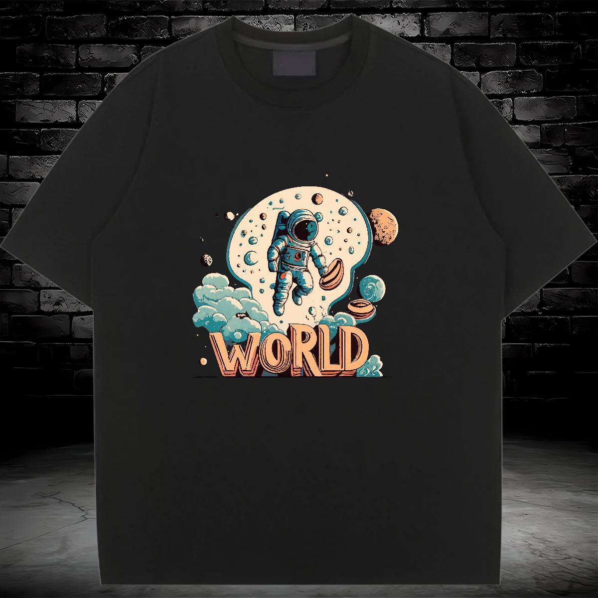 Unisex T Shirt For Woman O-Neck Short Sleeve Women Tees White Plus Size spaceman Street Wear 230g 100% Cotton New Arrival Clothings