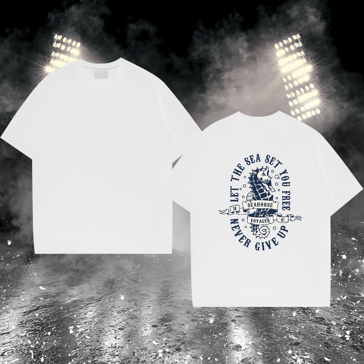 Customized Mens T Shirts 100% Cotton 230g sea house Sports Casual Tshirts Breathable Crew Neck High Quality Men Clothes T-Shirt Skull