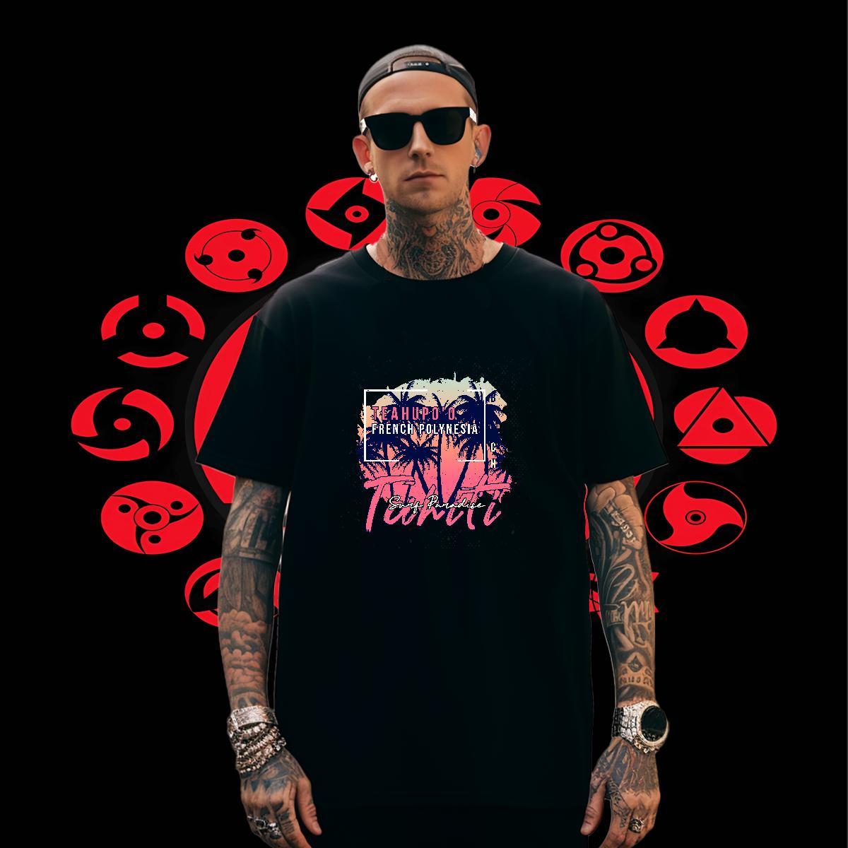 Loose Fit Men Tees 230g Cotton Anime Printing Street DIY Anime Round Neck Short Sleeve Factory Direct Man T Shirts Tops