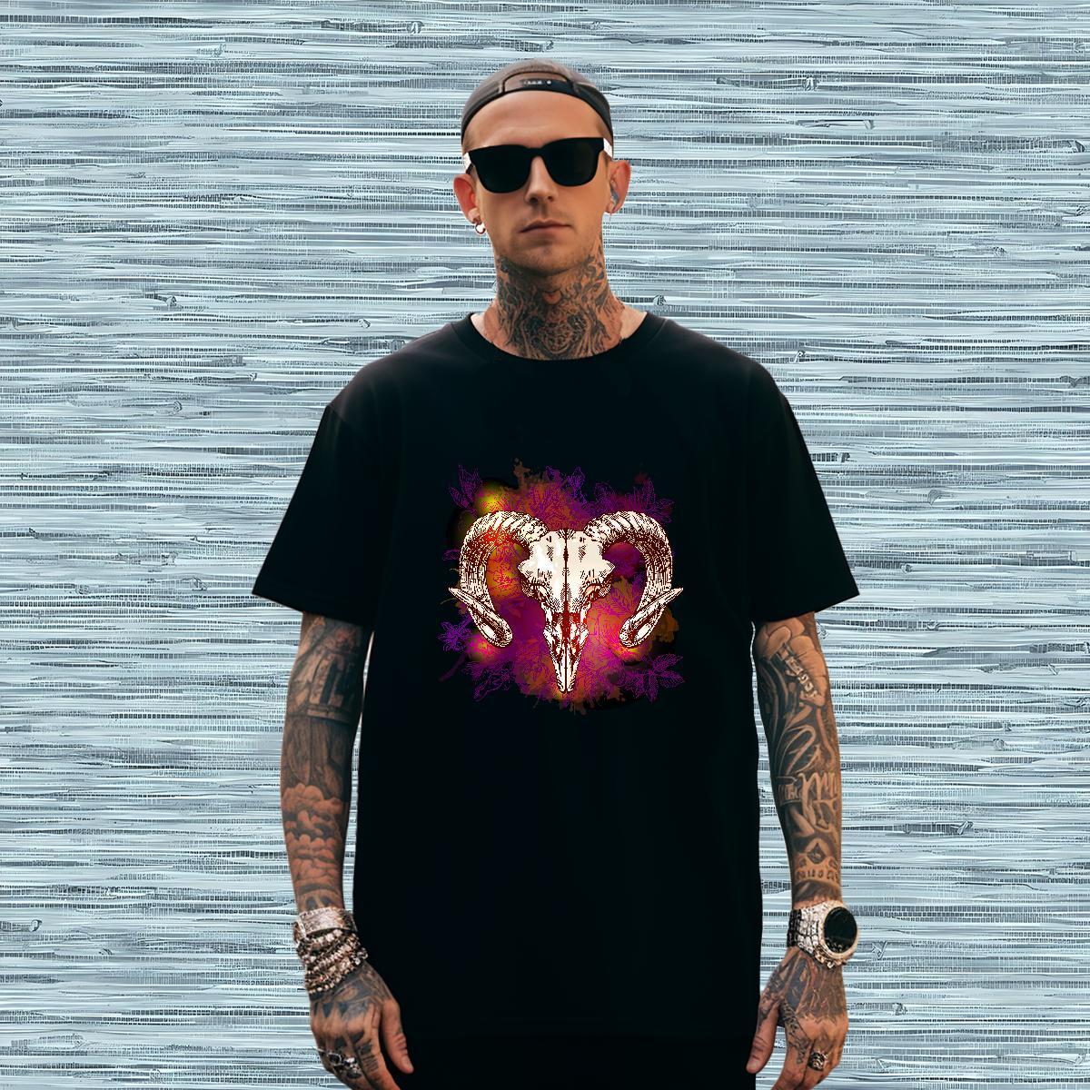 Mens T Shirts 230g 100% Cotton sheep Daily Outfit Breathable Anime Print Tshirt for Man Woman 2024 Summer Popular Wear