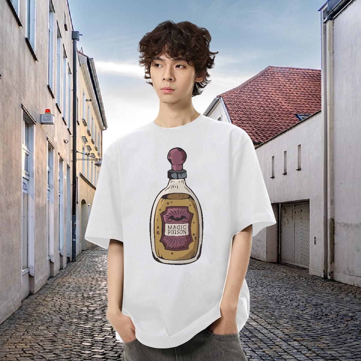 DIY Customized Mens T Shirts 230g Cotton bottle Sport Tee Shirt Breathable Cool Design Men Clothes T-Shirt Cartoon Printing L-4XL