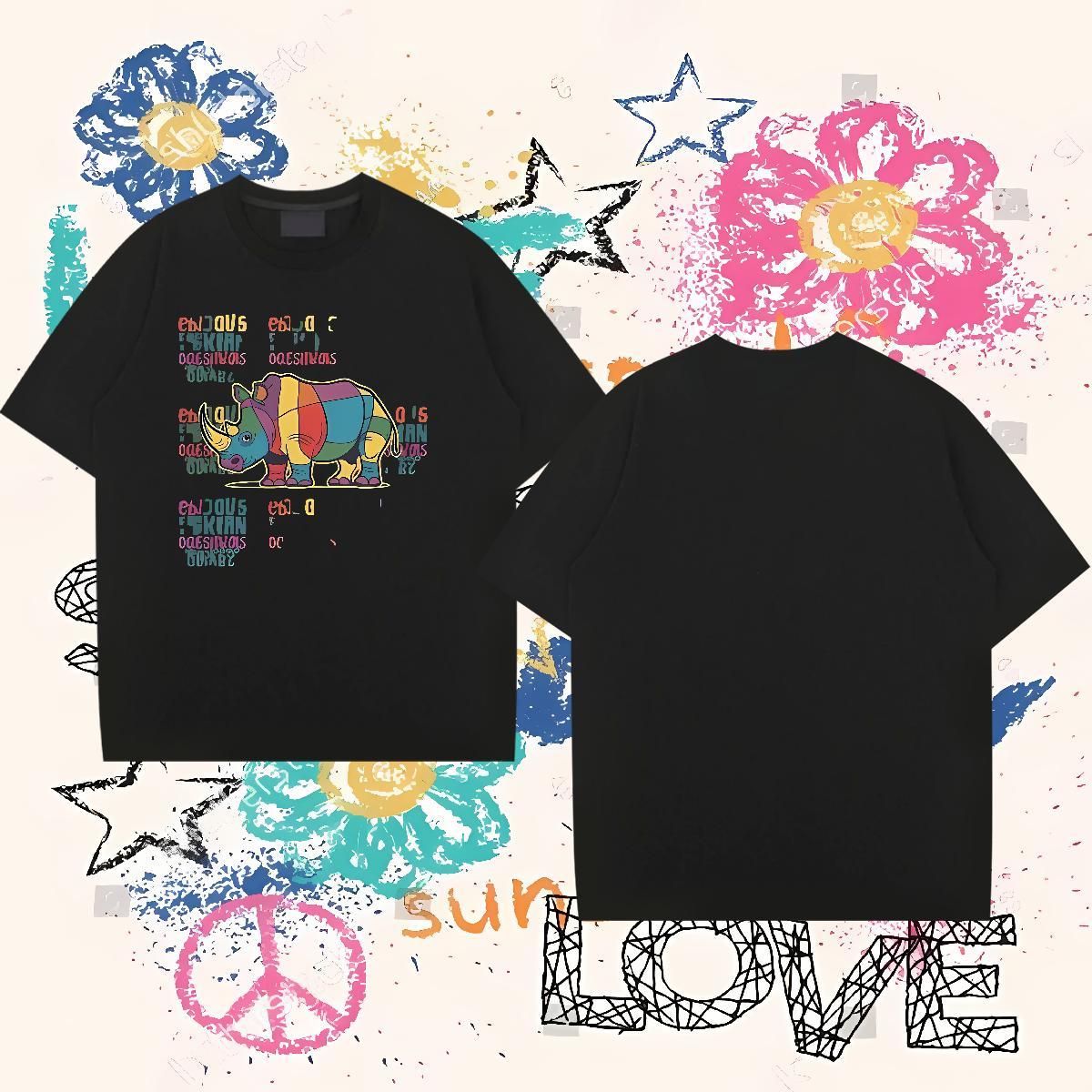 Fashion Designer T Shirts Men 230g Pure Cotton Street Casual Polos O Neck Short Sleeves Popular Couples T Shirts Black White