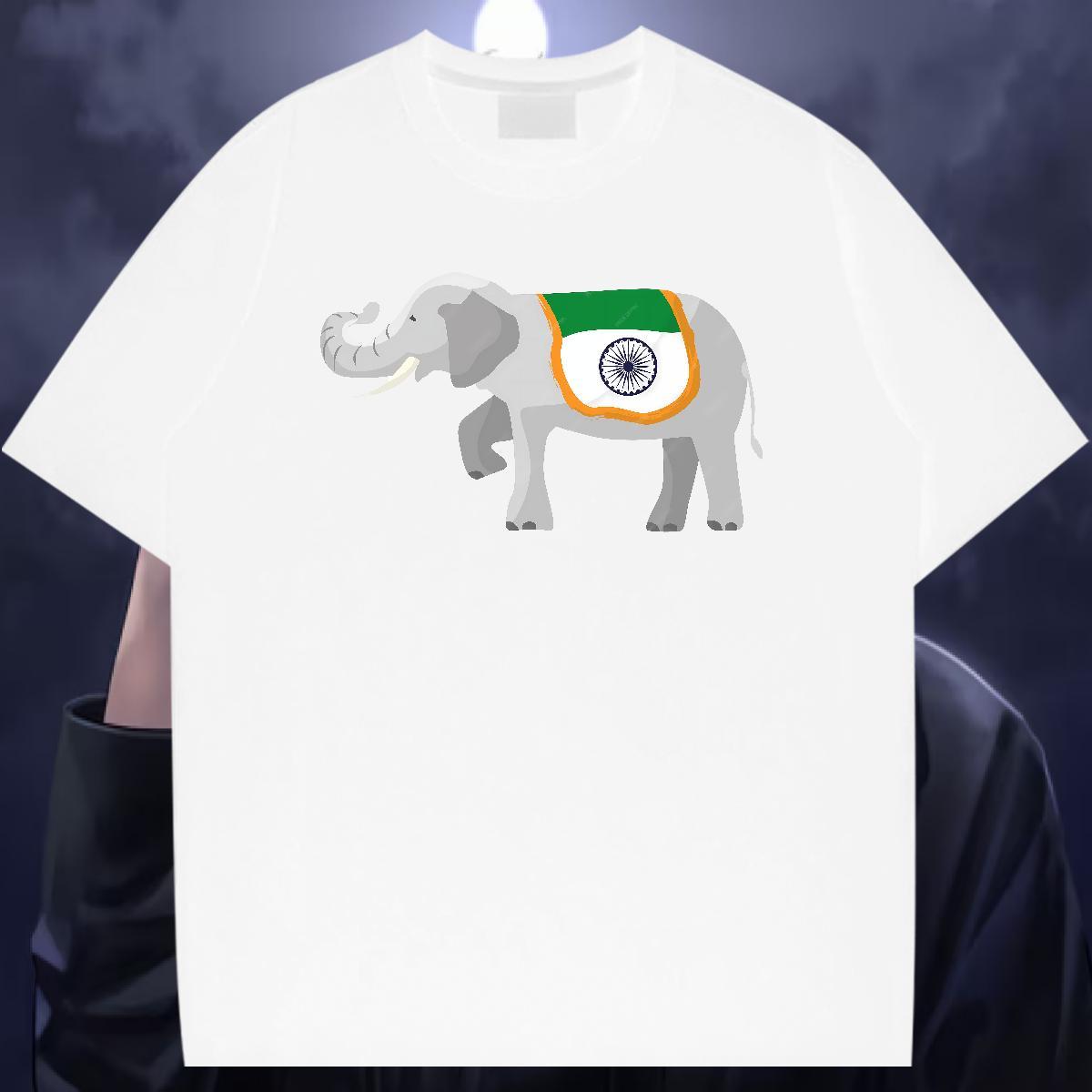 2024 New Mens T Shirts 230g 100% Cotton elephant Hip Hop Wear Breathable Short Sleeve High Quality Mens Tshirts Floral Print