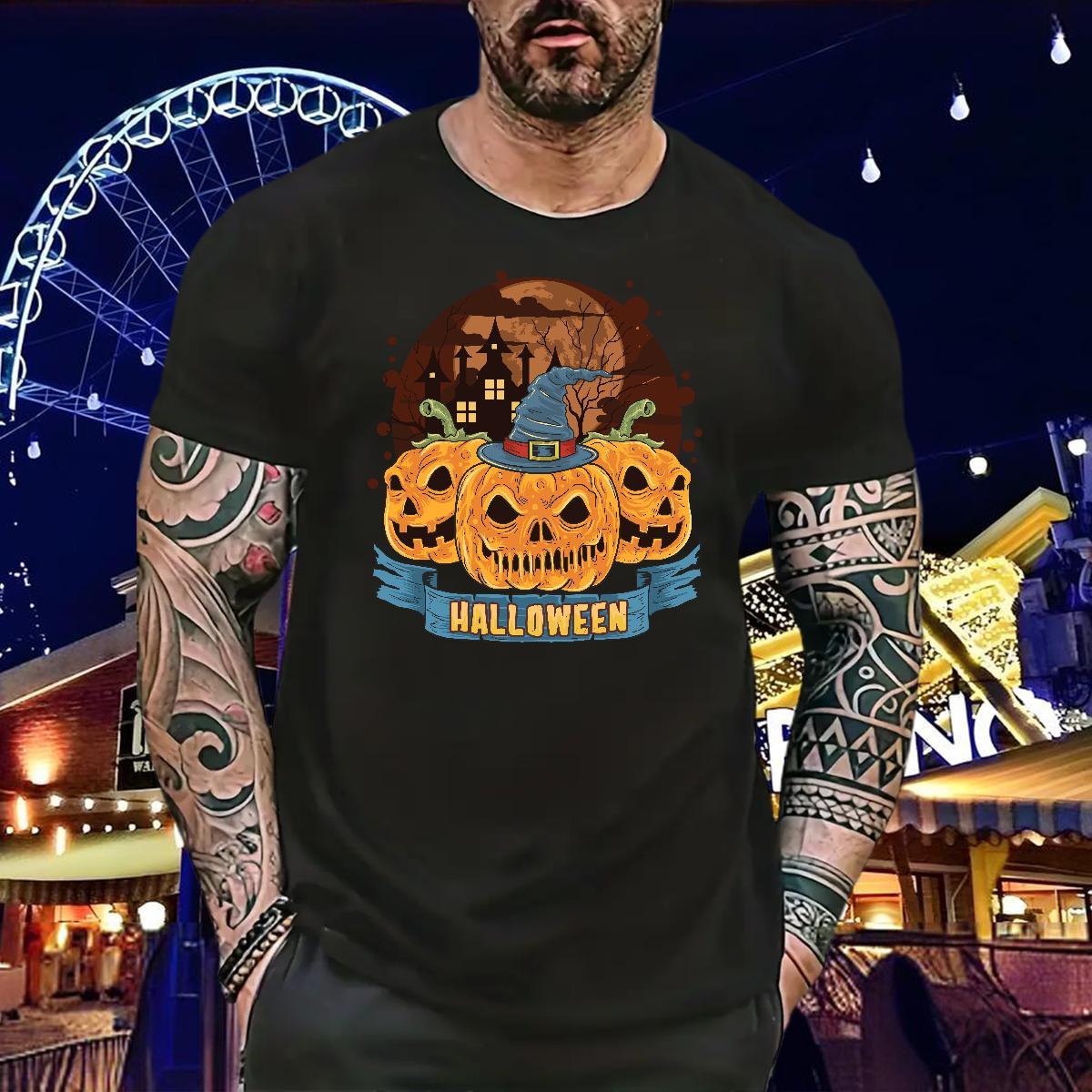 2024 DIY Men T Shirts 100% Cotton 230g Halloween Summer Casual Tops Crew Neck Breathable Soft Men Tshirts DIY Logo Oversized