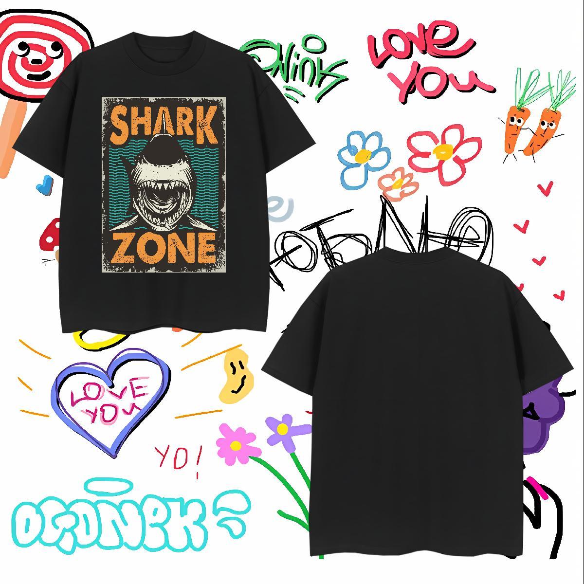 Popular Men Tshirts 230g Cotton fish Men T Shirts Beach Breathable Short Sleeve Black White Stylist Tee Shirt