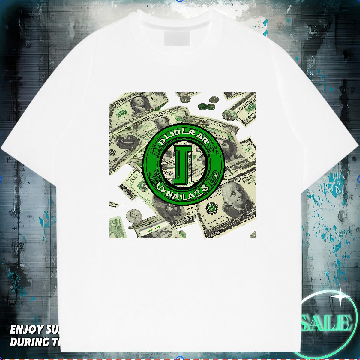 Classic Casual T-Shirts money Clothings 230g 100% Cotton Spring Summer Loose Custom Cartoon Breathable Crew Neck Tshirts