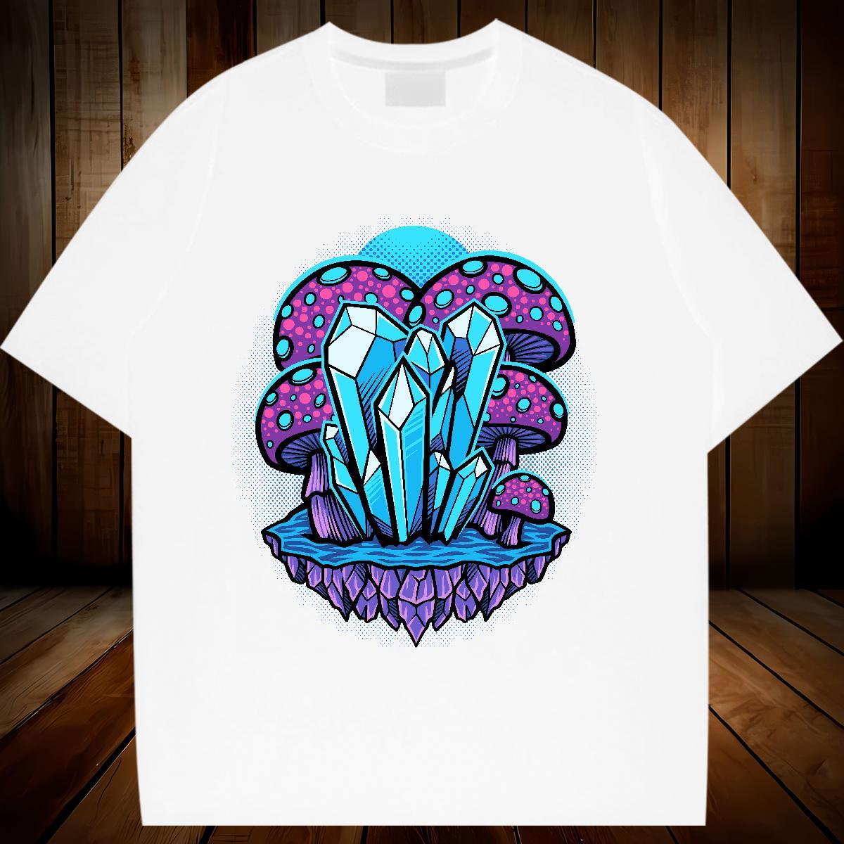 Designer Womens T Shirts O Neck Short Sleeves Women Tshirts DIY Anime mushroom Casual Sport 230g 100% Cotton 2024 Tees Shirts