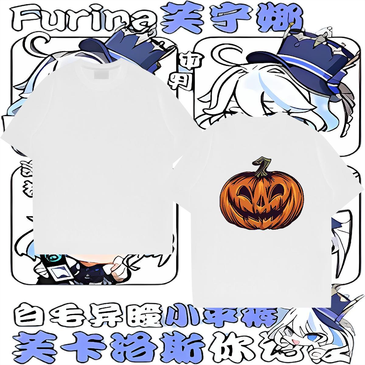 2024 DIY T-Shirts 230g 100% Cotton pumpkin Daily Wear Clothes Breathable Loose Fit Tshirts Custom Print Plus Size