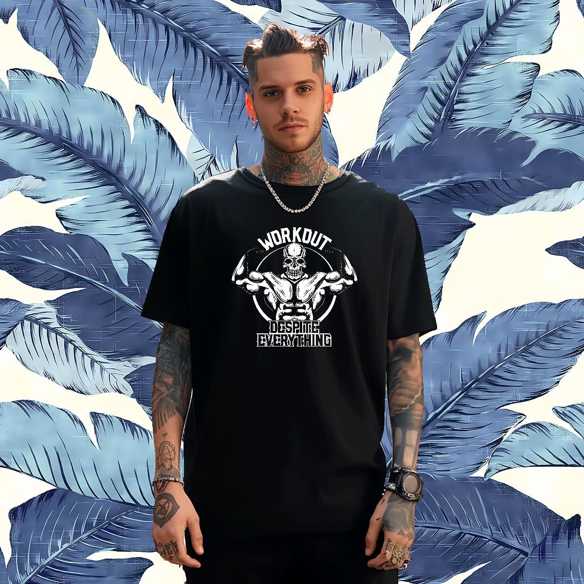 Fashion New Man T Shirts skull Tees Shirts 230g Pure Cotton Casual Brand Custom Anime Breathable Short Sleeve Men Tshirts