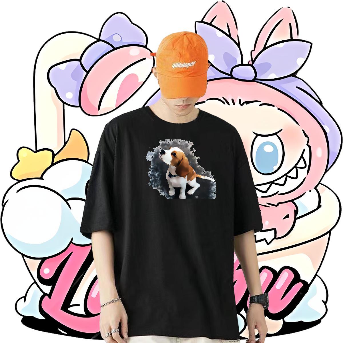 2024 Designer T-Shirts for Men 230g Pure Cotton dog Street wear Hip Hop Tops Crew Neck Breathable Comfortable Men Clothes T-Shirt Plus Size Cartoon