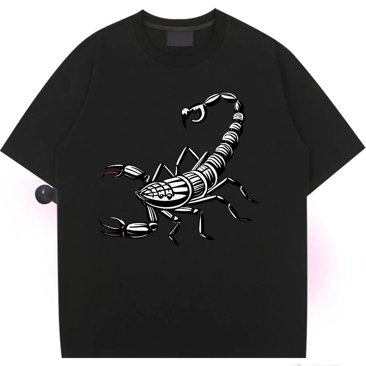 Female T shirt Breathable Short Sleeve Women Tees Cartoon Floral Printing scorpion Casual Beach 230g Pure Cotton 2024 Tops Shirt