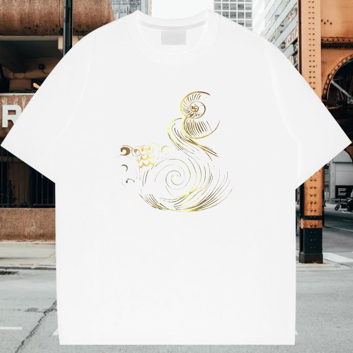 T Shirt For Man 230g Pure Cotton line drawing High Street Hip Hop Crew Neck DIY Logo Oversized Men Tops Tees Classic TOP Quality Polos