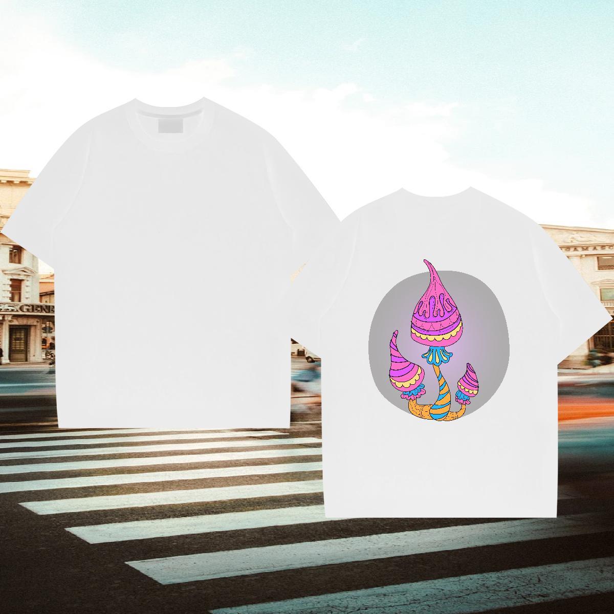 DIY Customized T shirt 100% Cotton 230g mushroom Daily Wear Polos Breathable Short Sleeve Free Shipping Men Tops Tees Anime