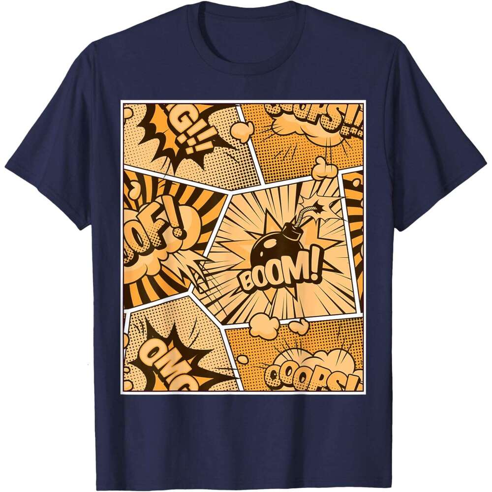 T shirt Mens Comic Book Orange Color Graphic T-Shirt shirts tshirt graphic tee Casual tops summer clothes Short sleeve Free shipping