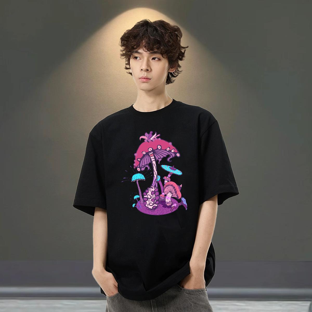 Loose Fit Tshirt for Man Woman 230g 100% Cotton Street Wear mushroom Custom Printing Breathable 2024 T-Shirts for Men Top Tees