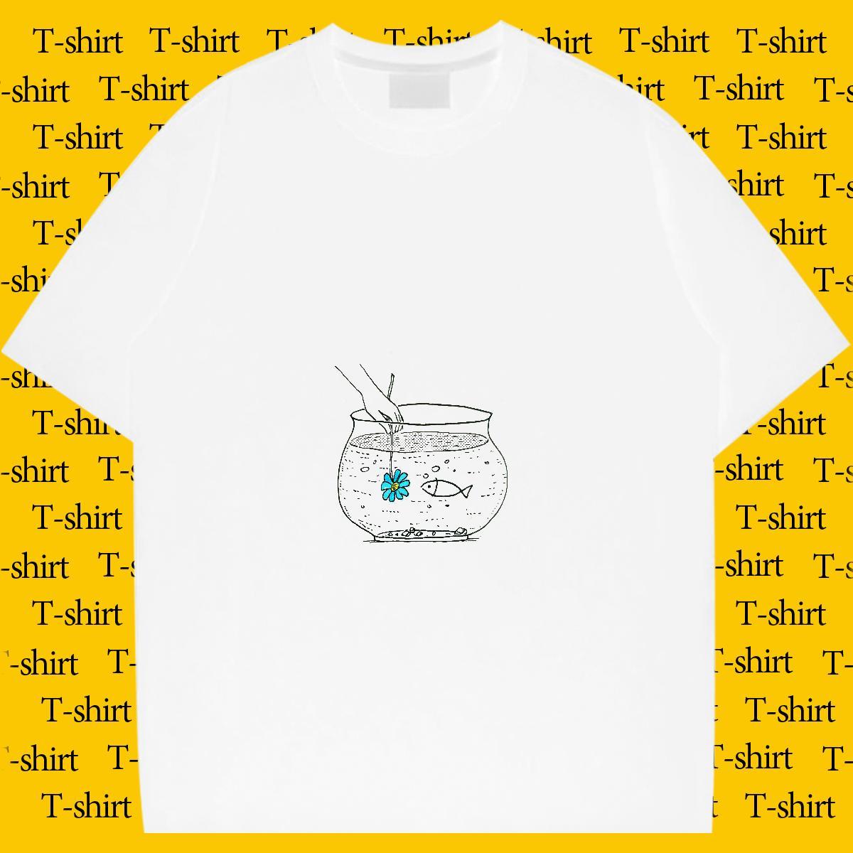 Free Shipping T Shirts Men 100% Cotton 230g fish Summer Casual Clothings O Neck Short Sleeves TOP Quality Tshirt for Man Woman Oversized 3XL 4XL