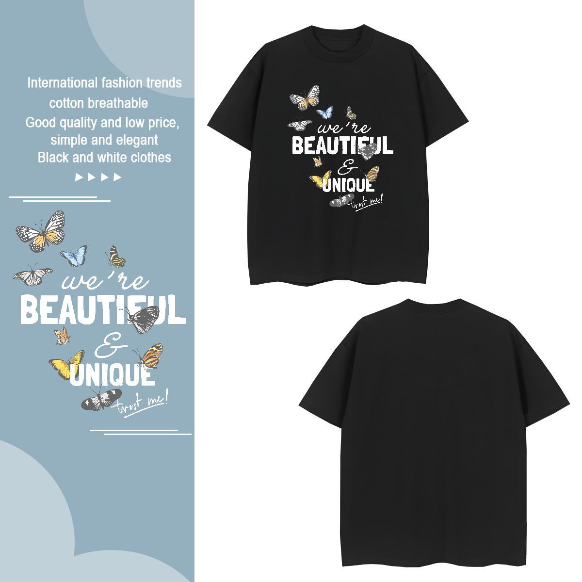 T-Shirts 230g Cotton Butterfly Sports Casual Breathable Short Sleeve Oversized Men Tops Tees Brand High Quality Tee Shirt